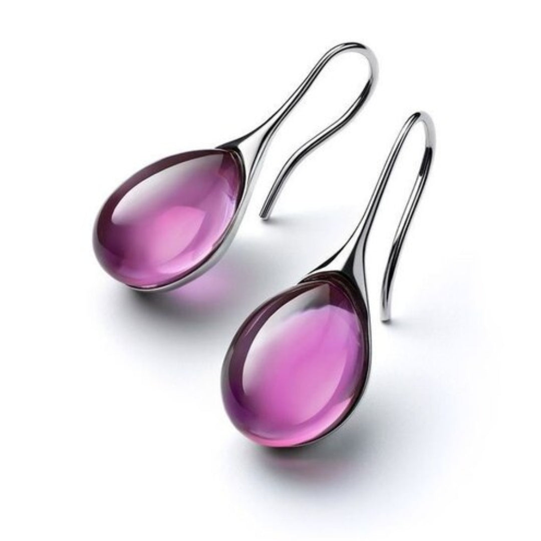 Boucles d'oreilles en cristal, suspendues en or et argent