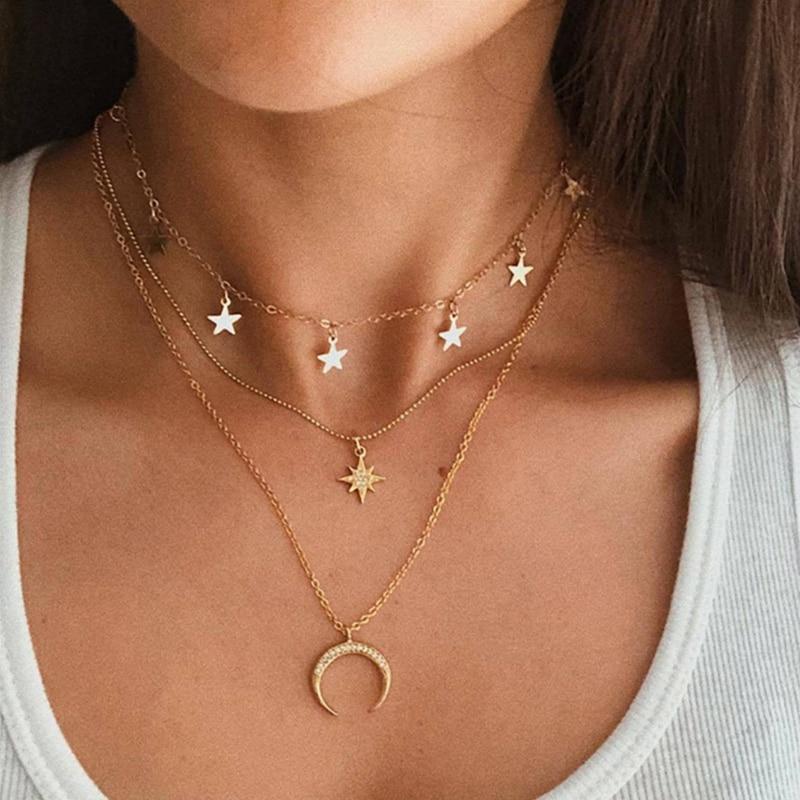 Collier Argent Motif Lune
