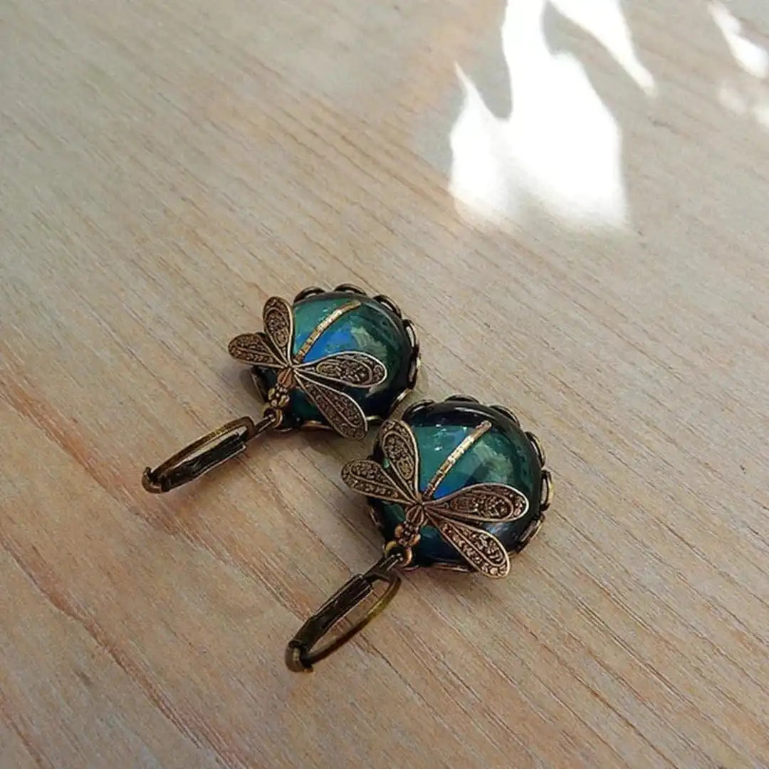 Boucles d'oreilles Libellule en Or Vieilli