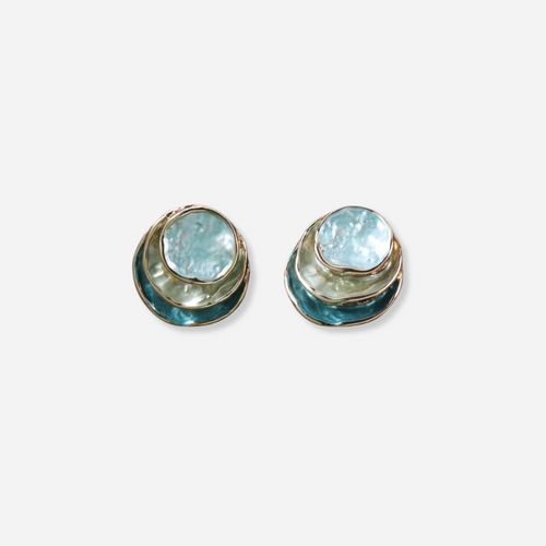 HELENE™ | Boucles d’oreilles rondes Ocean, peintes à la main