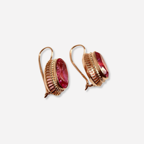 Inès™ | Boucles d’oreilles cristal rouge et or rose