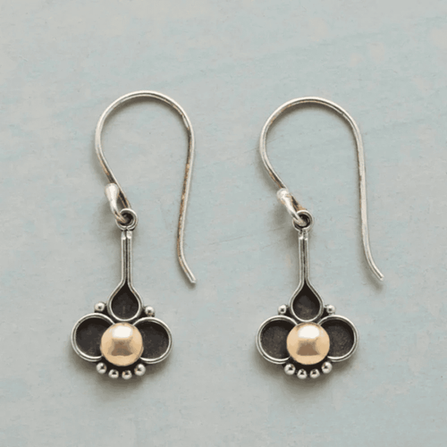Boucles d'oreilles en argent avec perles et motif trèfle bohème
