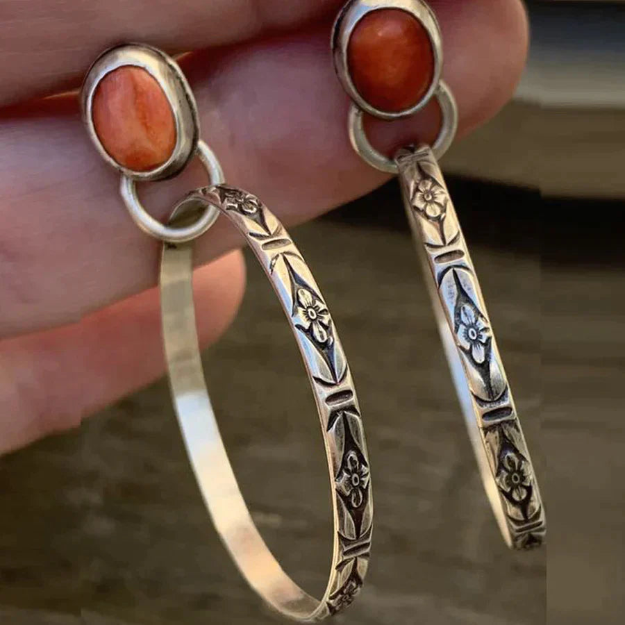 Boucles d'oreilles Boho-Vintage en Onyx