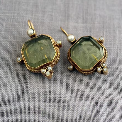 Naéla™ | Boucles d’oreilles pierre verte et perle