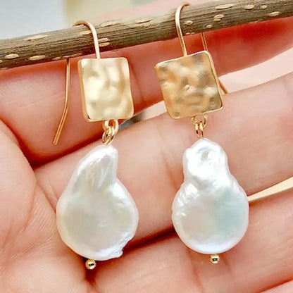 Boucles d'oreilles en perles d'eau douce au style rétro
