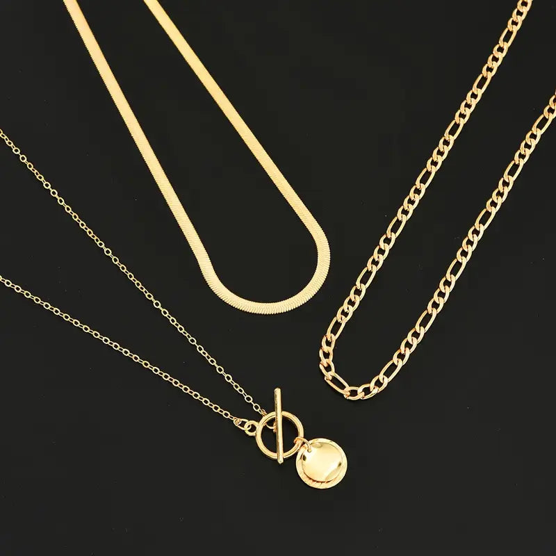 Collier Multi-couches Pièce de Monnaie Texturé Savira | Or