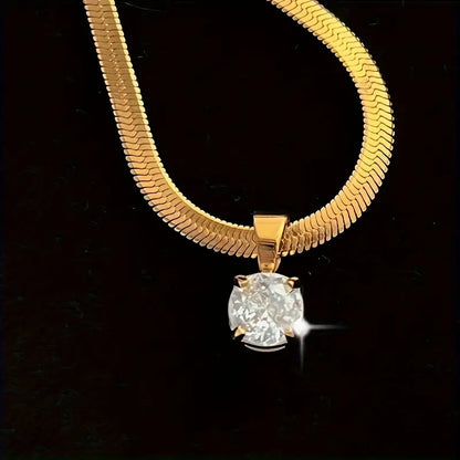 Collier Pendentif avec Strass Élégant | Or