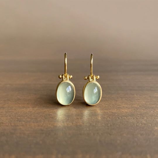 Créoles Vintage en Pierre de Lune Verte