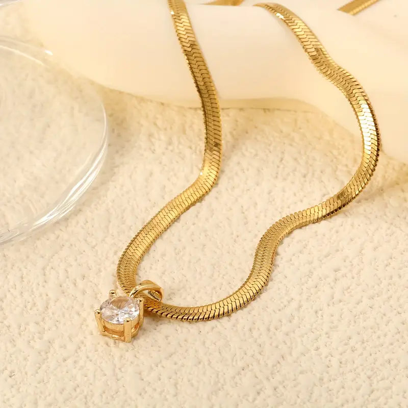 Collier Pendentif avec Strass Élégant | Or
