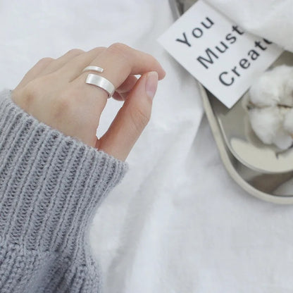 Bague ajustable en argent 925, au design épuré