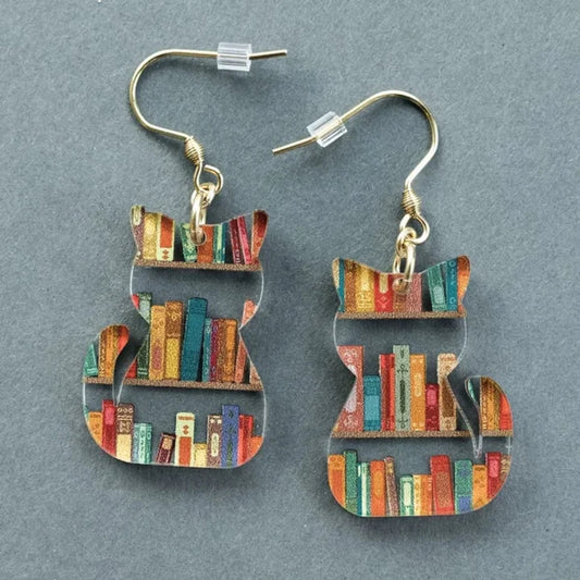Boucles d’Oreilles Raffinées Vintage en Forme de Chat Coloré