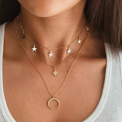 Collier Argent Motif Lune
