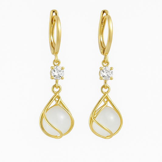 Célia™ | Boucles opale blanche dorées