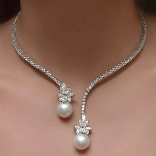 Collier élégant et éclatant orné de perles en argent sterling