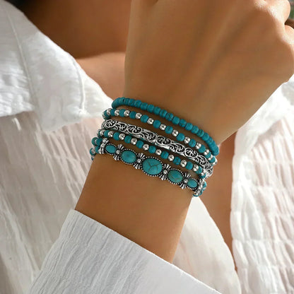 Ensemble de bracelets bohèmes avec des perles turquoise