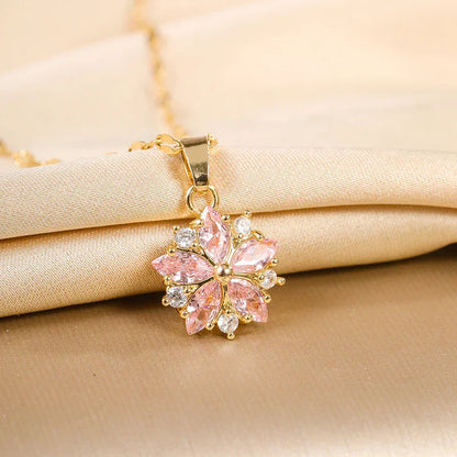 Collier Sakura Rose Romantique en acier inoxydable