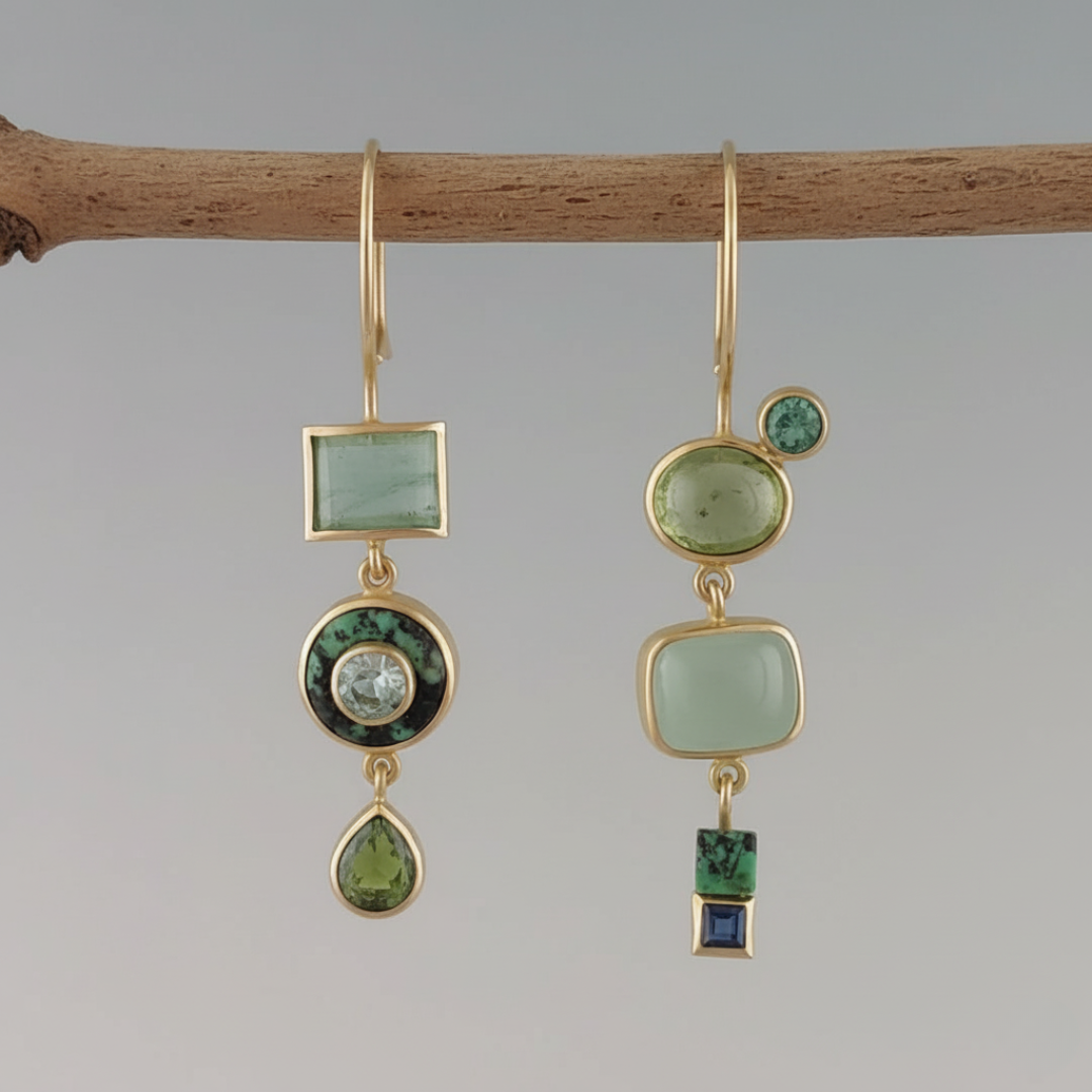 Créoles Vintage Vert Émeraude