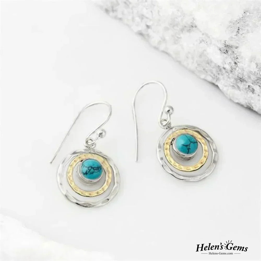 Créoles Boho Saturne : Turquoise et Or