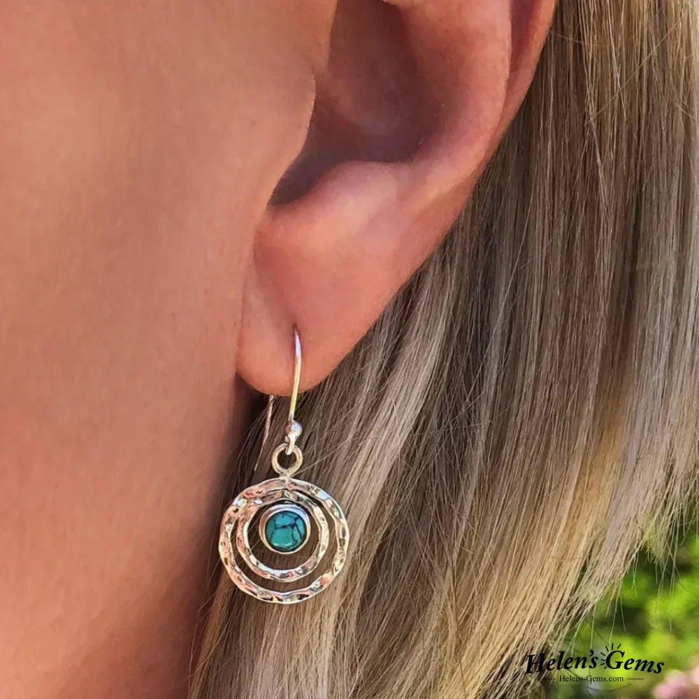 Créoles Boho Saturne : Turquoise et Or
