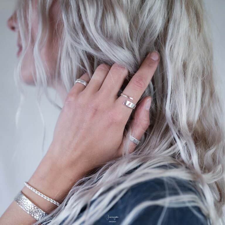 Bague ajustable en argent 925, au design épuré