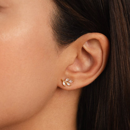 Boucles d'oreilles Chic en Cristal Feuille