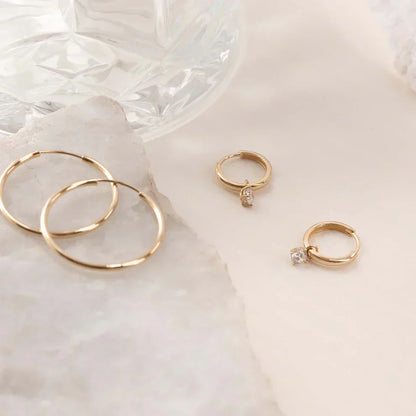 Boucles d'oreilles cercle avec Pierre Larmes de Lune | Or