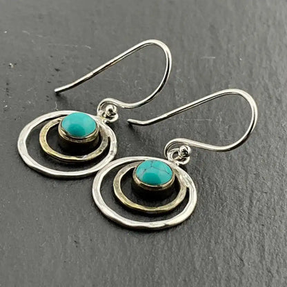 Créoles Boho Saturne en Turquoise et Or