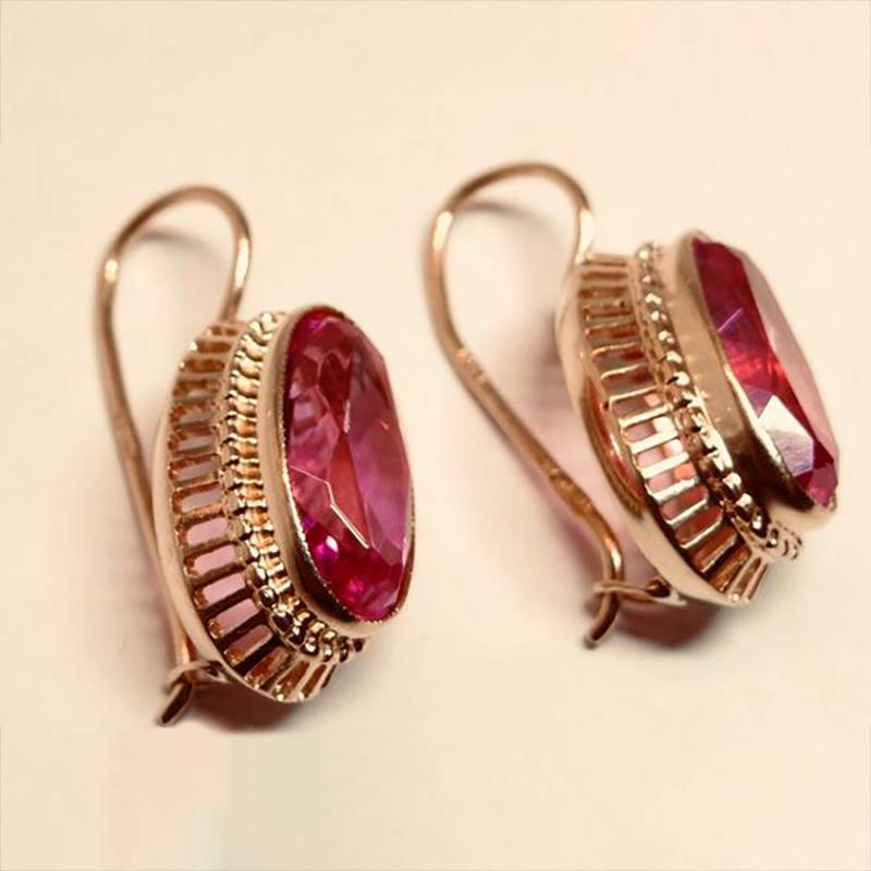 Inès™ | Boucles d’oreilles cristal rouge et or rose