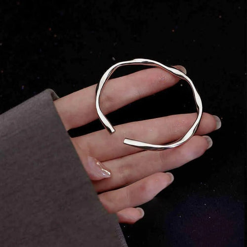 Bracelet en argent 925 ajustable à la silhouette irrégulière