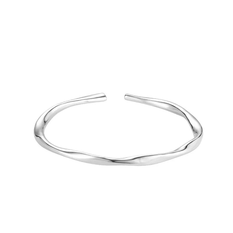 Bracelet en argent 925 ajustable à la silhouette irrégulière